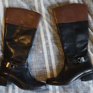 Bandolino Black and Brown Heeled WIDE CALF Boots
